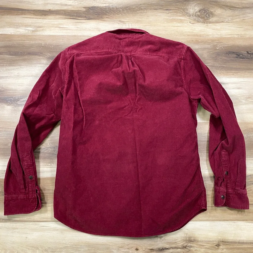 J. Crew Corduroy Work Shirt Mens L Slim Heritage Cotton Chest Pockets Burgundy